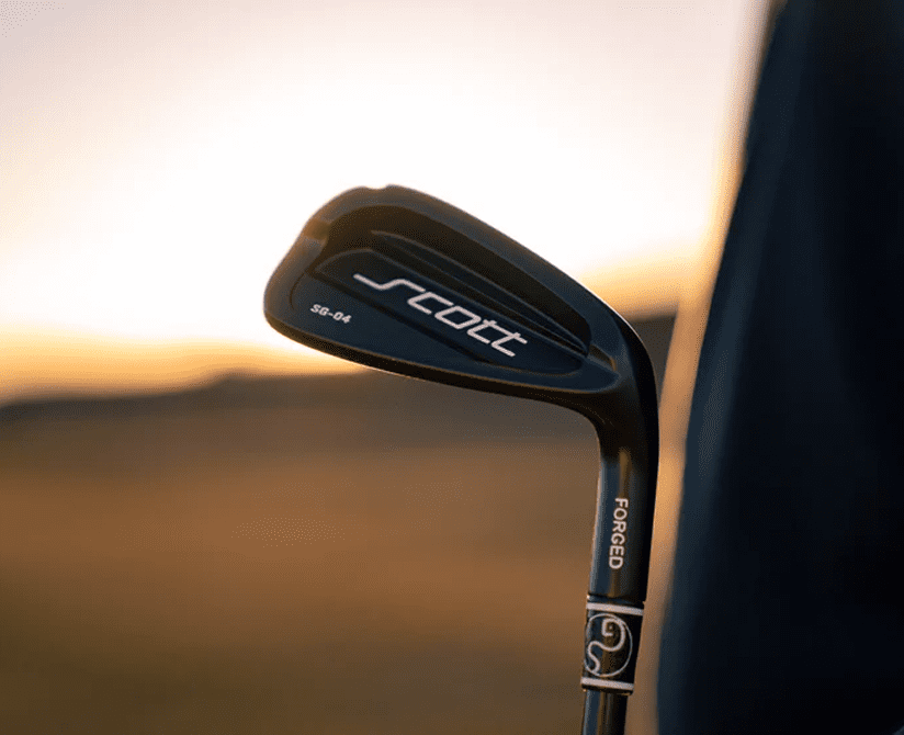 Golf club with sunset background