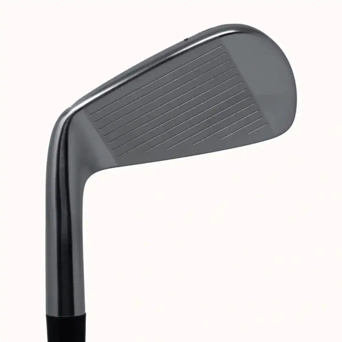 Silver golf iron with grooved face