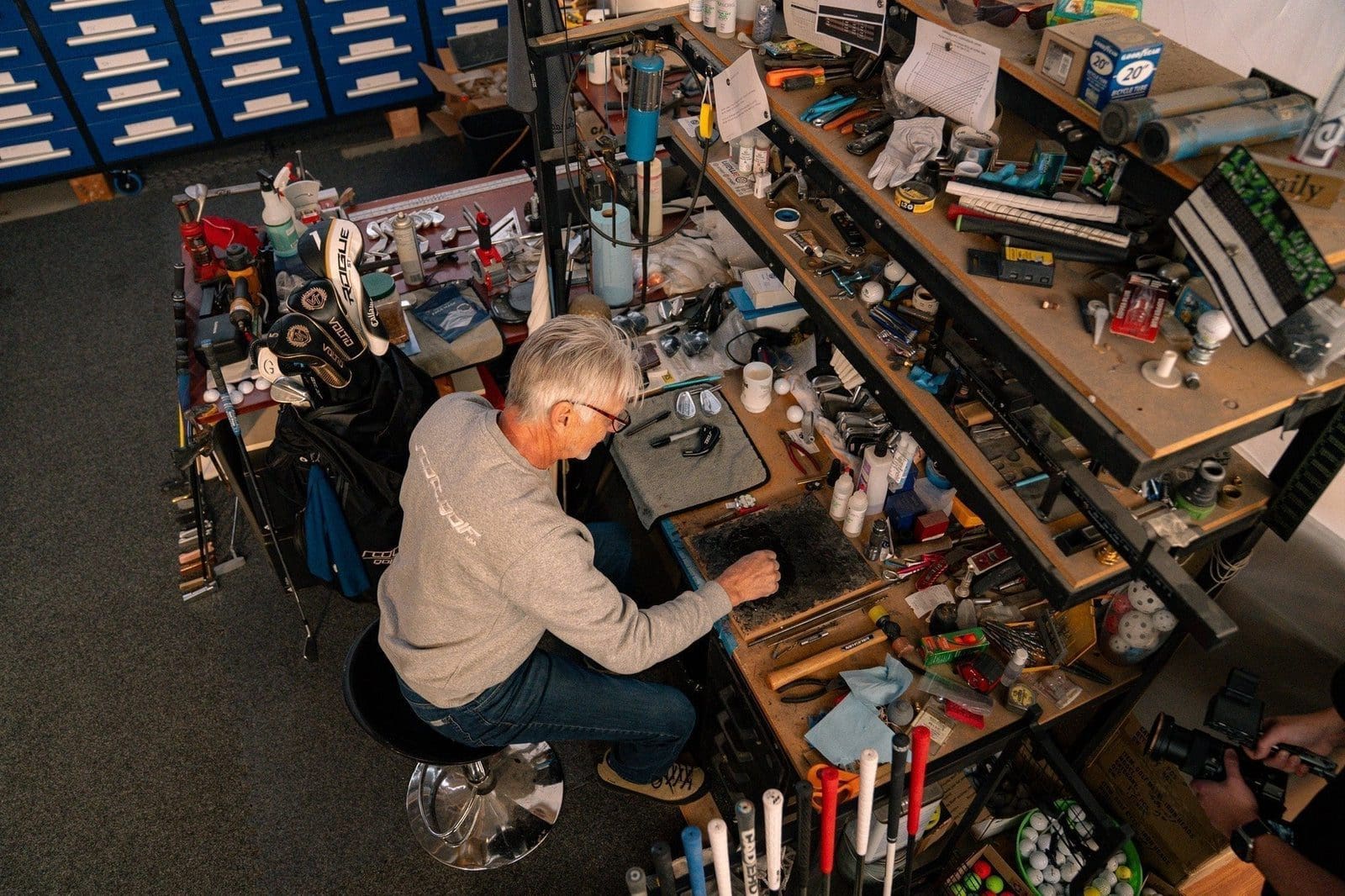 Workshop with various tools and equipment