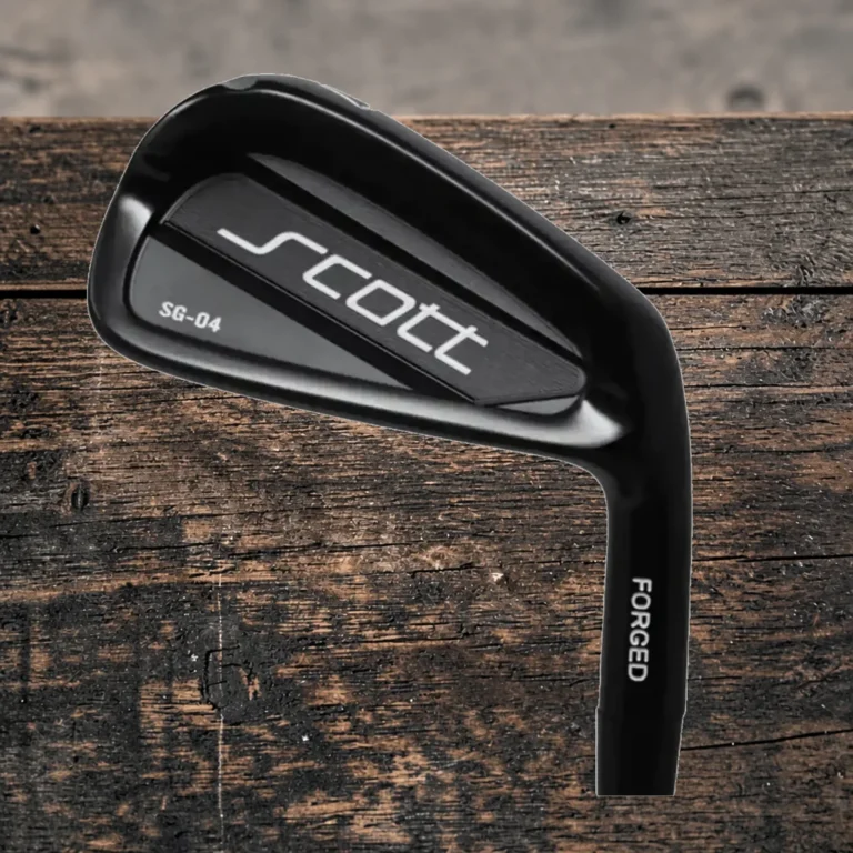 Scott Golf SG-04 game-improvement forged iron on a wood tabletop
