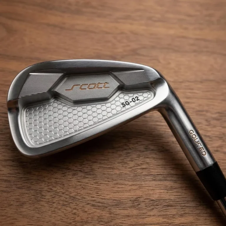 Scott Golf SG-02 forged player iron on a wood surface